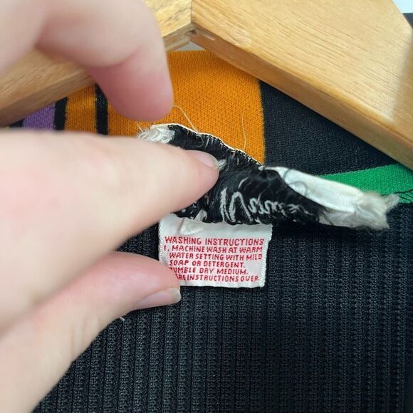 Vintage 80s Lady Windsor Blazer Black Geometric Semi Sheer Button Front Women XL - Picture 4 of 7